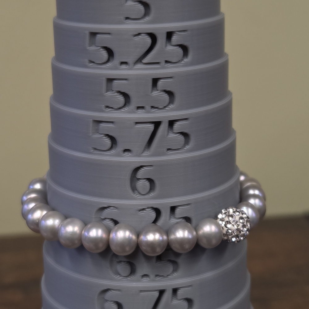Gray Freshwater Pearl Bracelet with Rhinestone Ball